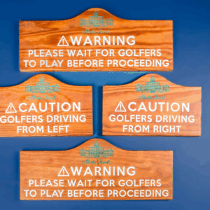 Course signage Iroko